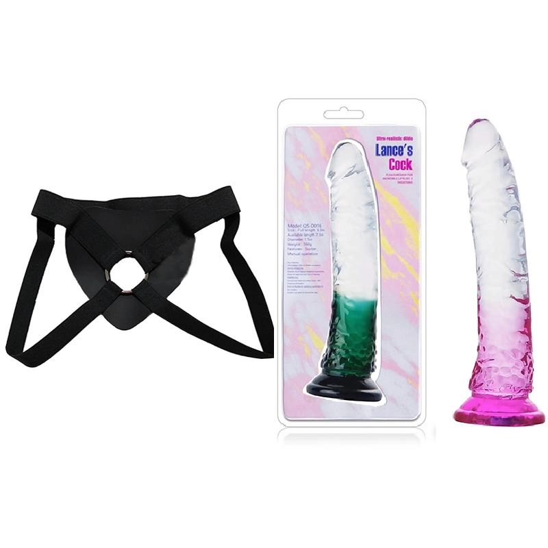  21 Centimetros - 8" QS-D016 DILDO BICOLOR (Color seg?n existencias) Strap-on Kit Dildo y Arnes Económico