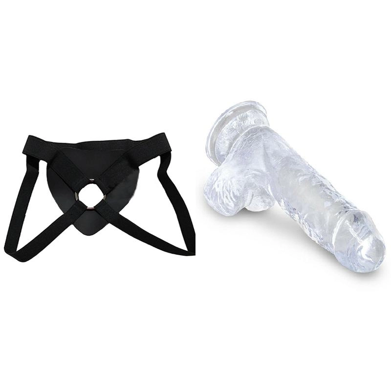  12 cm Largo x 3.5 cm Ancho - PD5751-20 King Cock Clear 5" With Balls Strap-on Kit Dildo y Arnes Económico