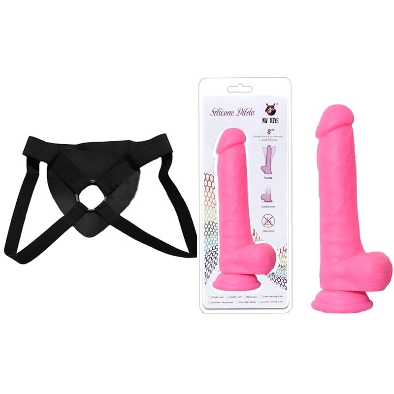  20 CM LARGO X 4 CM ANCHO WS-NV007A SILICONE DILDO Strap-on Kit Dildo y Arnes Económico