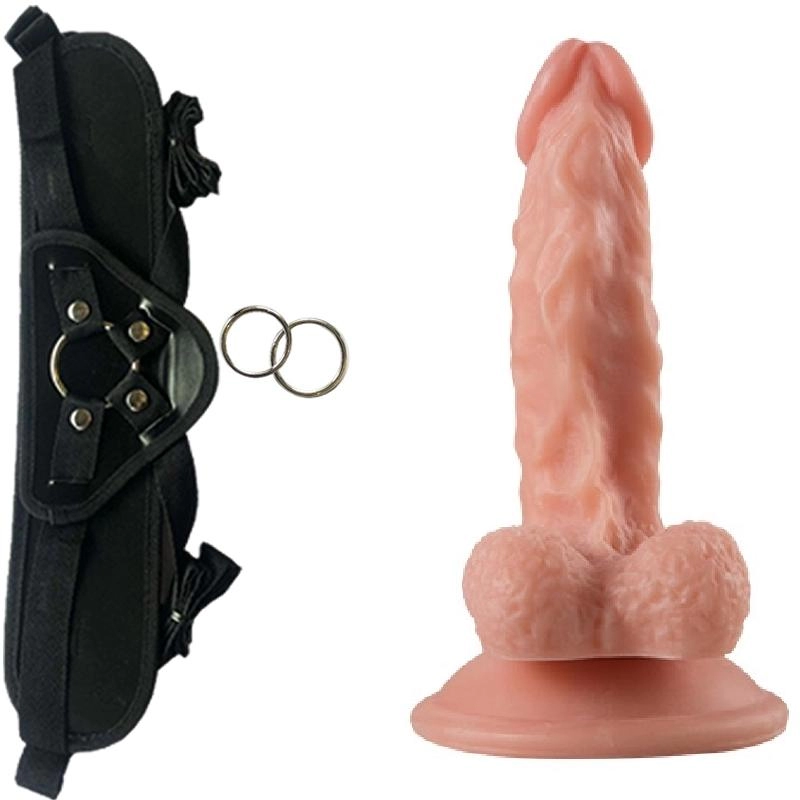  16 cm Largo x 3.2 cm Ancho - QS-B020 DILDO Strap-on Kit Dildo y Arnes ARNES WOW! BLACK