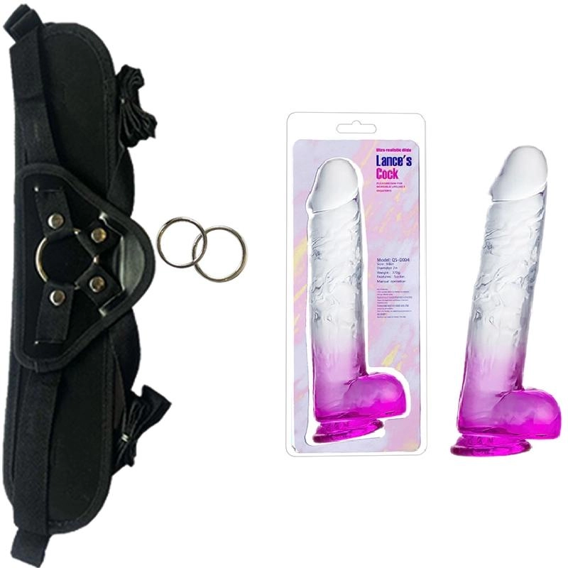  22 cm Largo x 5 cm Ancho - QS-D017 BICOLOR DILDO  (Color Seg?n Existencias) Strap-on Kit Dildo y Arnes ARNES WOW! BLACK