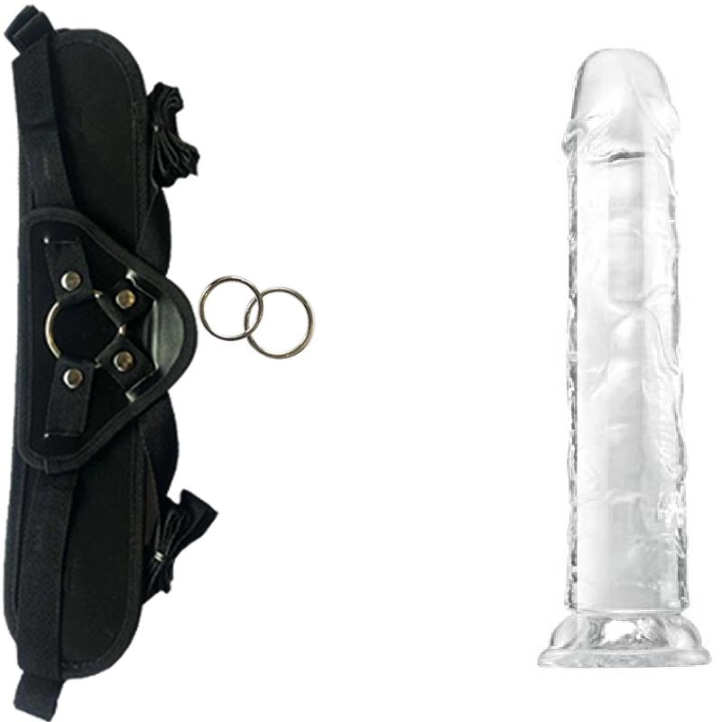  15 cm Largo x 3.3 cm Ancho - 6" QS-D008 Transparent Dildo Strap-on Kit Dildo y Arnes ARNES WOW! BLACK