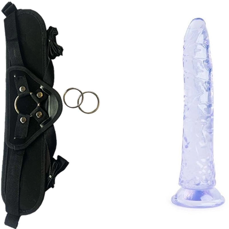  22 cm Largo x 3.7 cm Ancho - QS-D018 FLUORESCENT DILDO Strap-on Kit Dildo y Arnes ARNES WOW! BLACK