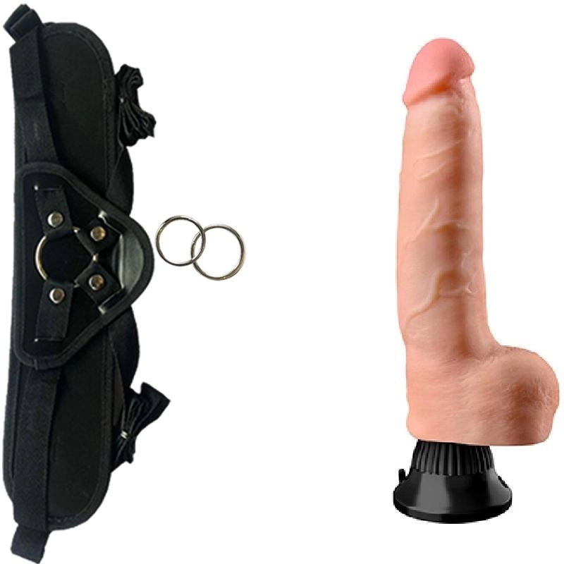  21 cm Largo x 7.4 cm Ancho - PD1516-21 Real Feel Deluxe # 6 Strap-on Kit Dildo y Arnes ARNES WOW! BLACK