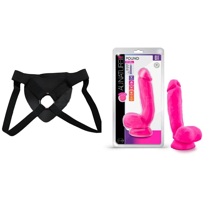  21 cm Largo x 5 cm Ancho - BL-55300 Dildo Pink Strap-on Kit Dildo y Arnes Económico