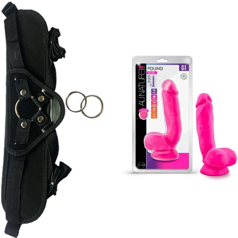  21 cm Largo x 5 cm Ancho - BL-55300 Dildo Pink Strap-on Kit Dildo y Arnes ARNES WOW! BLACK