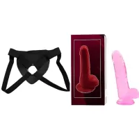  16 cm Largo x 3.5 cm Ancho YJ010-S  Jelly Fun Flex Dong Small Strap-on Kit Dildo y Arnes Económico