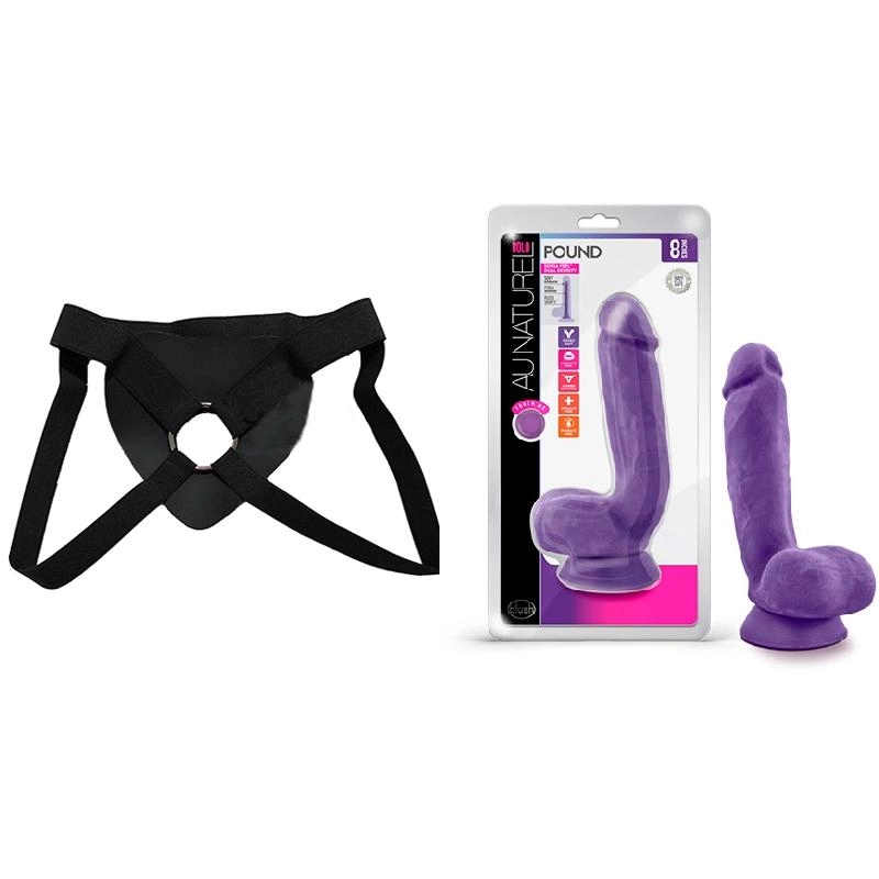  21 cm Largo x 5 cm BL-55301 Pound 8 Inch Dildo Purple Strap-on Kit Dildo y Arnes Económico