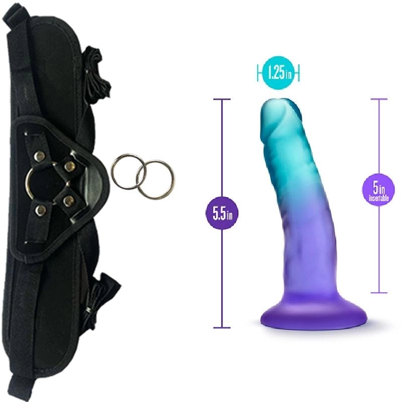  13 cm Largo  x  3.1 cm Ancho Morning Dew 5 Inch Dildo Indigo Blush Novelties BL-38400 Strap-on Kit Dildo y Arnes ARNES WOW! BLACK