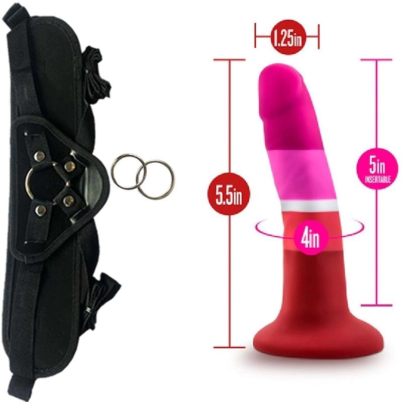  14 cm LArgo x 3.1 cm AnchoPride P3 Beauty Blush Novelties BL-88373 Strap-on Kit Dildo y Arnes ARNES WOW! BLACK