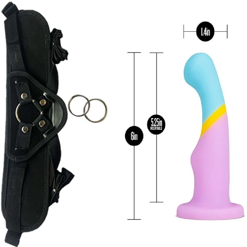  15.5 cm Largo  x  3.5 cm Ancho D14 Heart of Gold Blush Novelties BL-88371 Strap-on Kit Dildo y Arnes ARNES WOW! BLACK