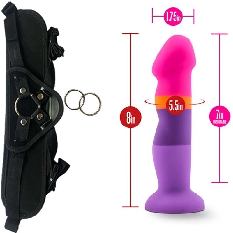  20 cm LArgo x 4.4 cm Ancho D3 Summer Fling Blush Novelties BL-88263 Strap-on Kit Dildo y Arnes ARNES WOW! BLACK