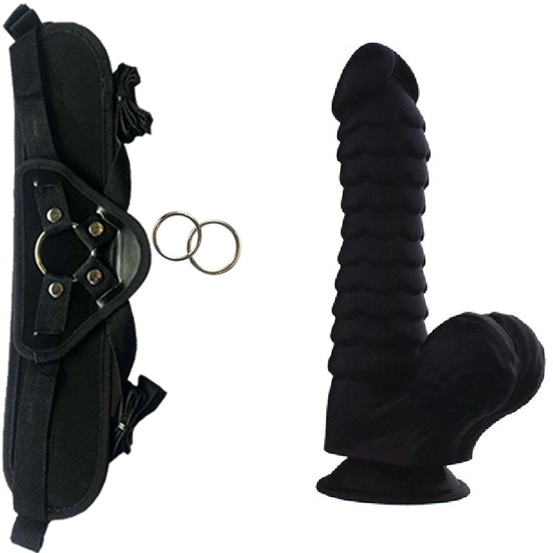  20 cm LArgo x 4 cm Ancho Delon Sex Pink Toys Strap-on Kit Dildo y Arnes ARNES WOW! BLACK