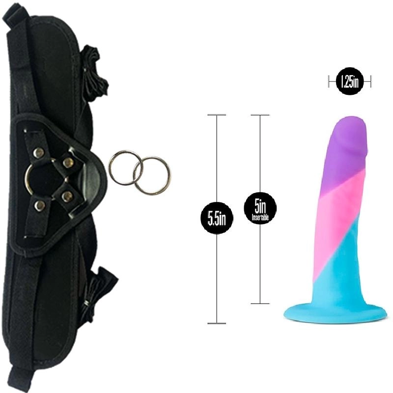  13 cm Largo  x  3 cm Ancho D15 Vision of Love Blush Novelties BL-88473 Strap-on Kit Dildo y Arnes ARNES WOW! BLACK