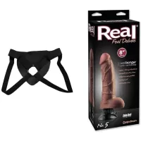  20 cm Largo x 7.5 cm Ancho - PD1515-29 Real Feel Deluxe # 5 Brown Strap-on Kit Dildo y Arnes Económico