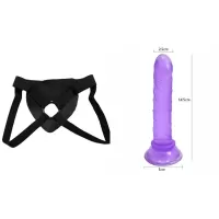  14 cm LArgo x 2.5 cm Ancho YJ009 Jelly Fun Flex Mini Cock Strap-on Kit Dildo y Arnes Económico