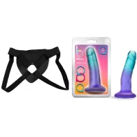  13 cm Largo  x  3.1 cm Ancho Morning Dew 5 Inch Dildo Indigo Blush Novelties BL-38400 Strap-on Kit Dildo y Arnes Económico