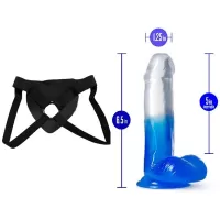  16 cm Largo  x  3.1 cm Ancho Stella Blue 6 Inch Dildo Blue Blush Novelties BL-38502 Strap-on Kit Dildo y Arnes Económico