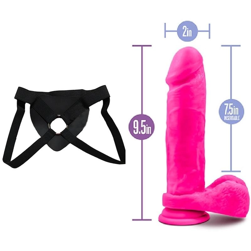  22 cm Largo x 5 cm BL-46470 Massive 9 Inch Dildo Pink Strap-on Kit Dildo y Arnes Económico