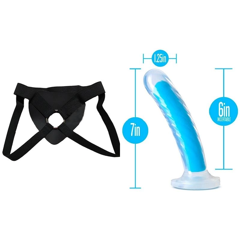  17 cm Largo x 3.1 cm Ancho Tao 7" Silicone Dual Density Dildo Neon Blue Blush Novelties BL-80803 Strap-on Kit Dildo y Arnes Económico