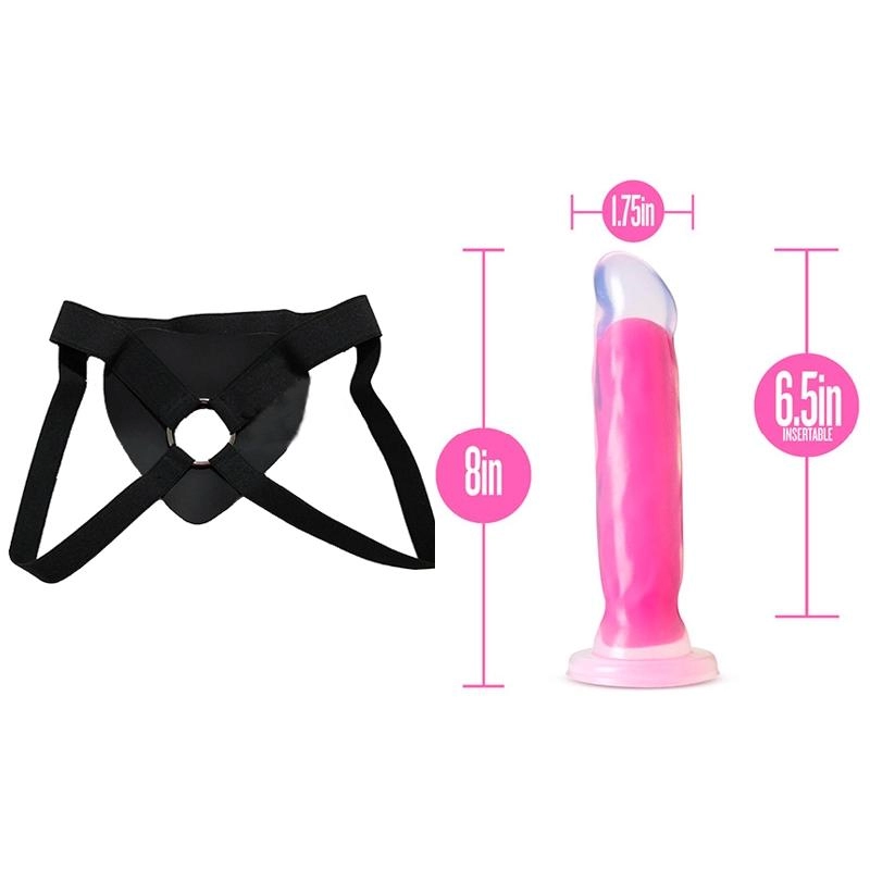  20 cm LArgo x 4.4 cm Ancho Marquee 8" Silicone Dual Density Dildo Neon Pink Blush Novelties BL-88200 Strap-on Kit Dildo y Arnes Económico