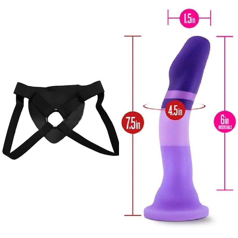  19 cm Largo  x  3.8 cm Ancho D2 Purple Rain Blush Novelties BL-88262 Strap-on Kit Dildo y Arnes Económico